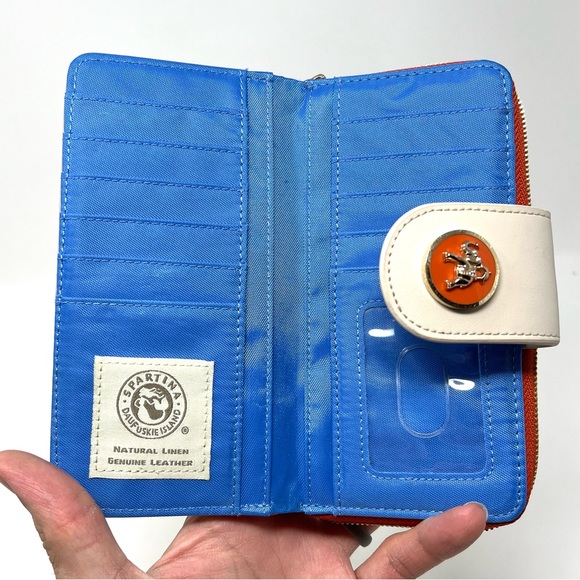 Spartina 449 Blue Boheme Yacht Club Elephant Paisley Canvas Leather Wallet - Picture 4 of 11